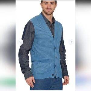 Turtle Bay Men's Relaxed Fit Rib Knit Sweater Vest - Button Front with Pockets